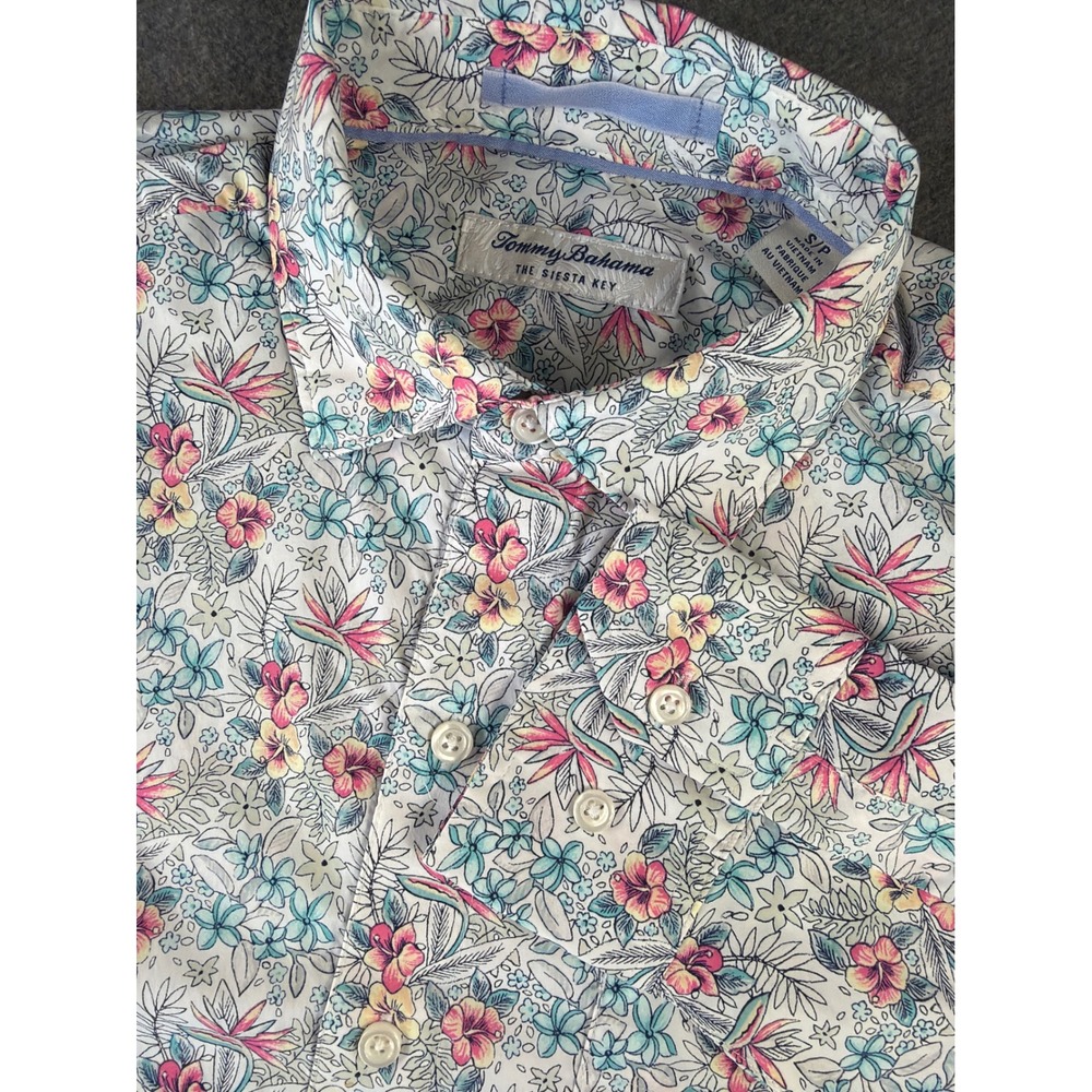 Tommy Bahama Siesta Key Shirt Mens Small Floral Tropical Long Sleeve Stretch